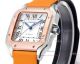 Replica Cartier Santos Rose Gold Bezel Orange Leather Strap Couple Watch (4)_th.jpg